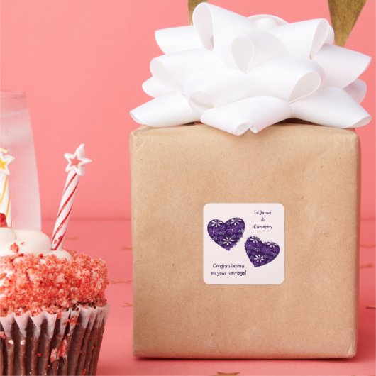 Herzlichen Glückwunsch zu Ihrer Ehe Quadratischer Aufkleber (Party)