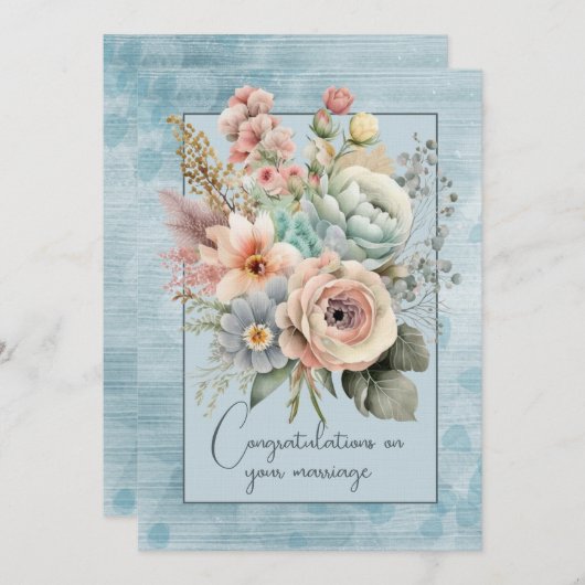 Herzlichen Glückwunsch zu Ihrer Hochzeit Blumenstr Mitteilungskarte (Vorne/Hinten)