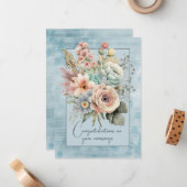 Herzlichen Glückwunsch zu Ihrer Hochzeit Blumenstr Mitteilungskarte (Vorderseite/Rückseite Beispiel)