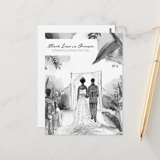 Herzlichen Glückwunsch zu Ihrer Hochzeit Postkarte (Vorderseite/Rückseite Beispiel)