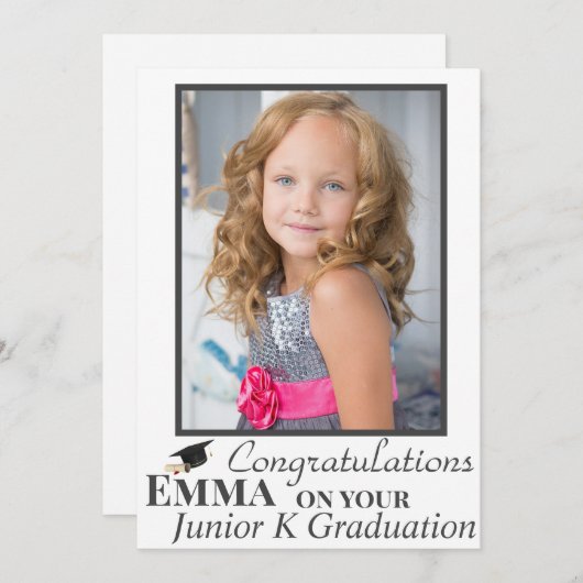 Herzlichen Glückwunsch zu Ihrer JK-Abschluss-Fotok Einladung (Vorne/Hinten)