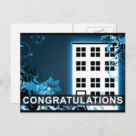 Herzlichen Glückwunsch zu Ihrer neuen Zuhause : hi Ankündigungspostkarte (Vorne/Hinten)