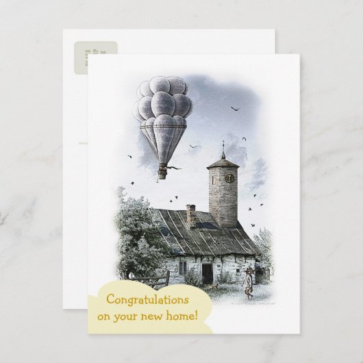 Herzlichen Glückwunsch zu Ihrer neuen Zuhause - Po Ankündigungspostkarte (Vorne/Hinten)