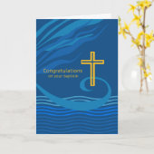 Herzlichen Glückwunsch zu Ihrer Taufe, Blau, Gold  Karte (Gelbe Blume)