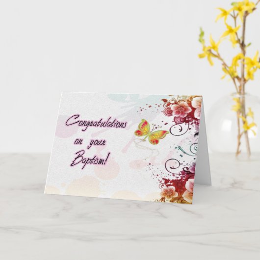 Herzlichen Glückwunsch zu Ihrer Taufe! Karte (Gelbe Blume)