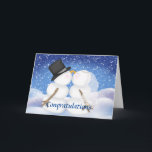 Herzlichen Glückwunsch zu Ihrer Winterhochzeit Feiertagskarte<br><div class="desc">Fun Gratulation zu Ihrer Winterhochzeit mit Snowman Bride und Groom Original-Kunstwerk©Delightful-Doodles.</div>