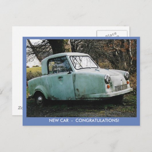 Herzlichen Glückwunsch zu Neuwagen Postkarte (Vorne/Hinten)