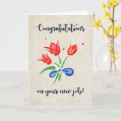 Herzlichen Glückwunsch zu New Job Simple Red Blume Karte (Gelbe Blume)