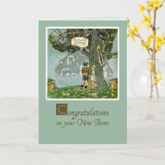 Herzlichen Glückwunsch zu New Zuhause, Storybook Karte (Gelbe Blume)