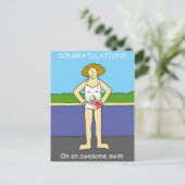Herzlichen Glückwunsch zu Phantastischem Swim für Postkarte (Stehend Vorderseite)