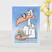 Herzlichen Glückwunsch zu Twin Boys, Dr. Stork Car Karte (Gelbe Blume)
