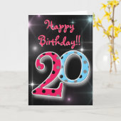 Herzlichen Glückwunsch zum 20. Geburtstag! Karte (Gelbe Blume)