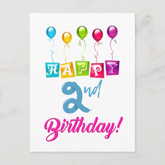 Herzlichen Glückwunsch zum 2. Geburtstag Postkarte (Vorderseite)