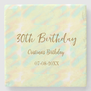 Herzlichen Glückwunsch zum 30. Geburtstag, gelb-or Steinuntersetzer