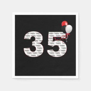 Herzlichen Glückwunsch zum 35. Geburtstag auf Blac Serviette