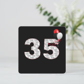 Herzlichen Glückwunsch zum 35. Geburtstag auf schw Einladung (Stehend Vorderseite)