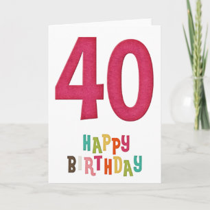 Herzlichen Glückwunsch zum 40. Geburtstag Grußkart Karte