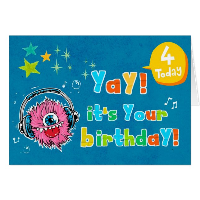 Herzlichen Glückwunsch zum 4. Geburtstag (Vorderseite (Horizontal))