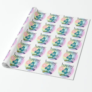 Herzlichen Glückwunsch zum 4. Geburtstag Geschenkpapier