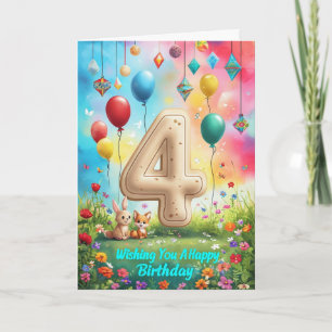 Herzlichen Glückwunsch zum 4. Geburtstag Karte