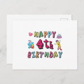 Herzlichen Glückwunsch zum 4. Geburtstag Postkarte (Vorne/Hinten)