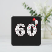 Herzlichen Glückwunsch zum 60. Geburtstag auf schw Einladung (Stehend Vorderseite)