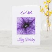 Herzlichen Glückwunsch zum 60. Geburtstag lila Blo Karte (Gelbe Blume)