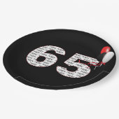 Herzlichen Glückwunsch zum 65. Geburtstag auf der  Pappteller (Schrägansicht)