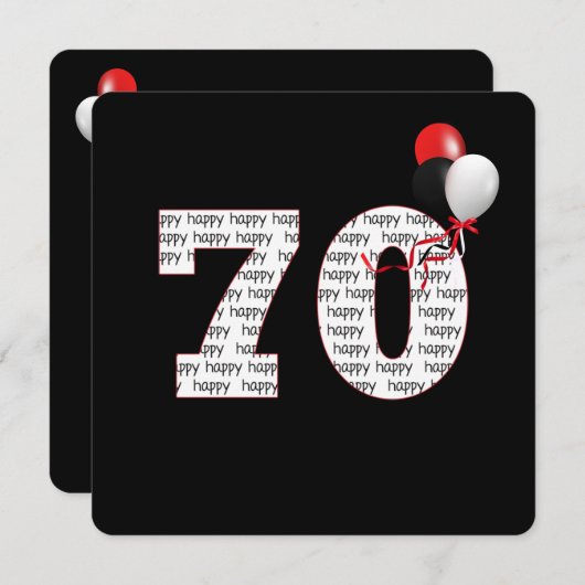 Herzlichen Glückwunsch zum 70. Geburtstag auf schw Einladung (Vorne/Hinten)