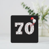 Herzlichen Glückwunsch zum 70. Geburtstag auf schw Einladung (Stehend Vorderseite)