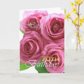 Herzlichen Glückwunsch zum 70. Geburtstag, rosa Ro Karte (Gelbe Blume)