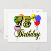 Herzlichen Glückwunsch zum 75. Geburtstag Postkarte (Vorne/Hinten)