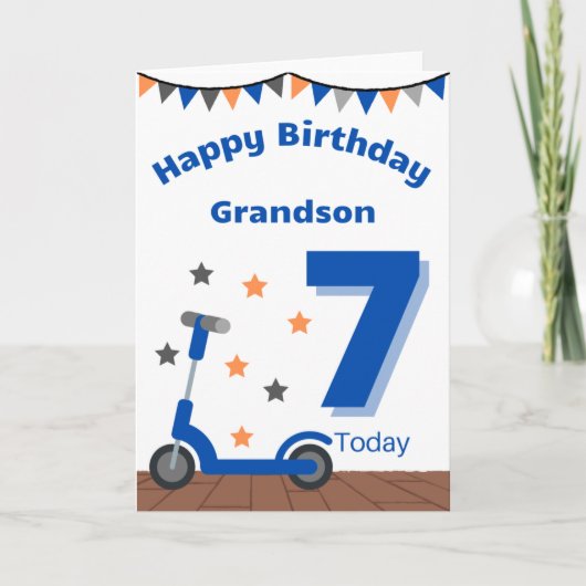 Herzlichen Glückwunsch zum 7. Geburtstag Grandson Karte (Vorderseite)