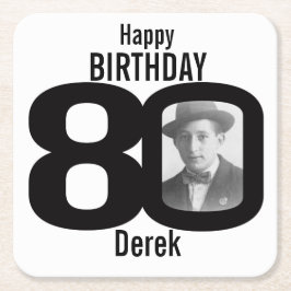 Herzlichen Glückwunsch zum 80. Geburtstag und Foto Rechteckiger Pappuntersetzer