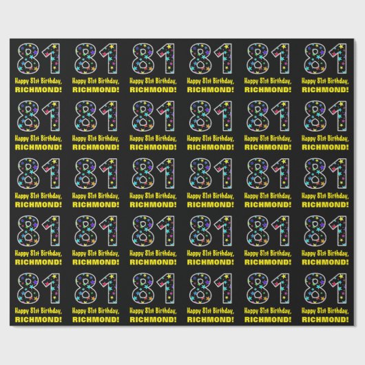 Herzlichen Glückwunsch zum 81. Geburtstag, Fun Col Geschenkpapier (Flach)
