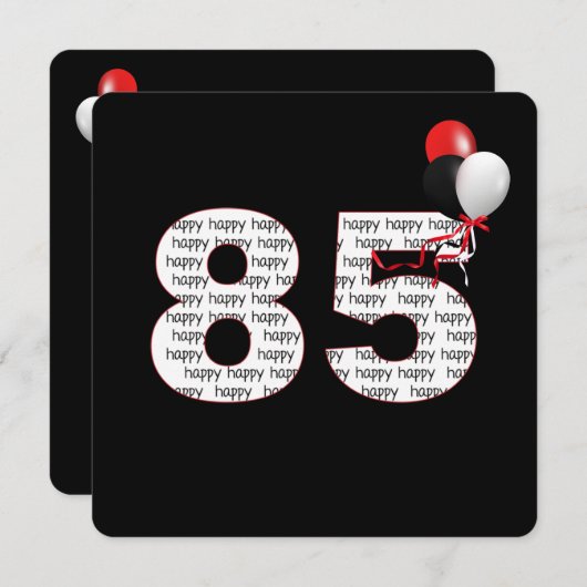 Herzlichen Glückwunsch zum 85. Geburtstag auf schw Einladung (Vorne/Hinten)