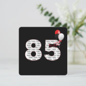 Herzlichen Glückwunsch zum 85. Geburtstag auf schw Einladung (Stehend Vorderseite)