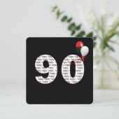 Herzlichen Glückwunsch zum 90. Geburtstag auf schw Einladung (Stehend Vorderseite)