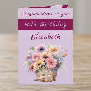 Herzlichen Glückwunsch zum 90. Geburtstag floral m Karte