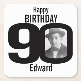 Herzlichen Glückwunsch zum 90. Geburtstag und Foto Rechteckiger Pappuntersetzer