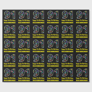Herzlichen Glückwunsch zum 91. Geburtstag, Fun Col Geschenkpapier