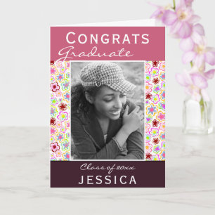 Herzlichen Glückwunsch zum Abschluss Blumenmuster  Karte