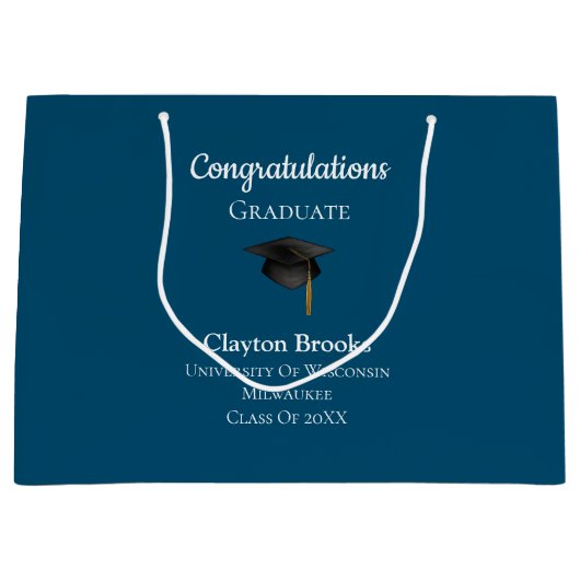 Herzlichen Glückwunsch zum Abschluss mit Cap Große Geschenktüte (Vorderseite)