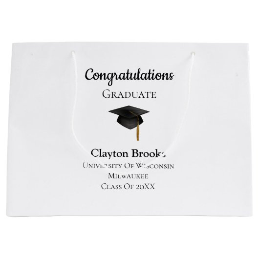 Herzlichen Glückwunsch zum Abschluss mit Cap Große Geschenktüte (Vorderseite)