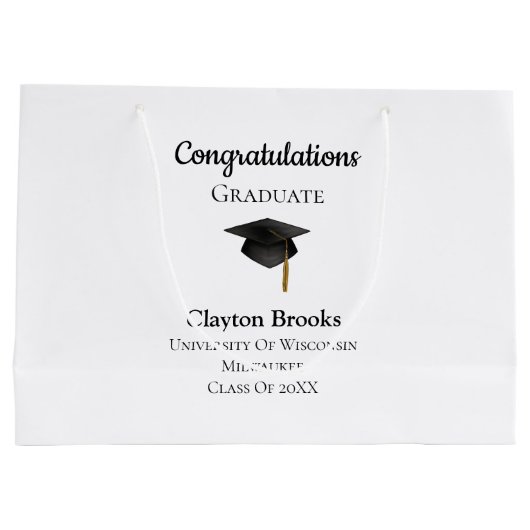 Herzlichen Glückwunsch zum Abschluss mit Cap Große Geschenktüte (Rückseite)