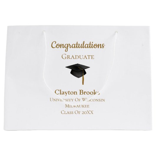 Herzlichen Glückwunsch zum Abschluss mit Cap Große Geschenktüte (Vorderseite)