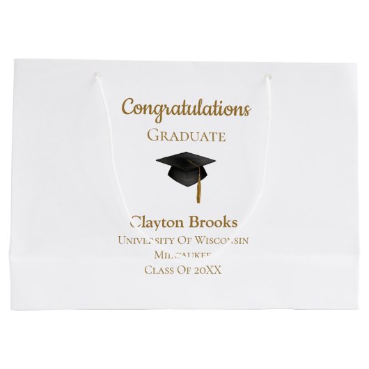 Herzlichen Glückwunsch zum Abschluss mit Cap Große Geschenktüte (Rückseite)