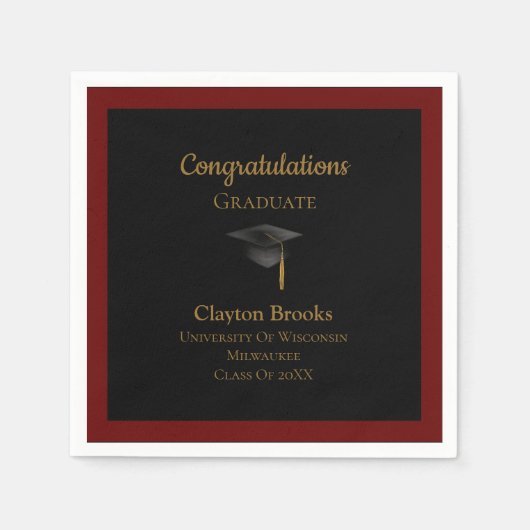 Herzlichen Glückwunsch zum Abschluss mit Cap Serviette (Vorderseite)