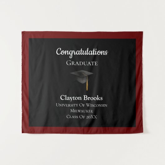 Herzlichen Glückwunsch zum Abschluss mit Cap Wandteppich (Vorderseite (Horizontal))