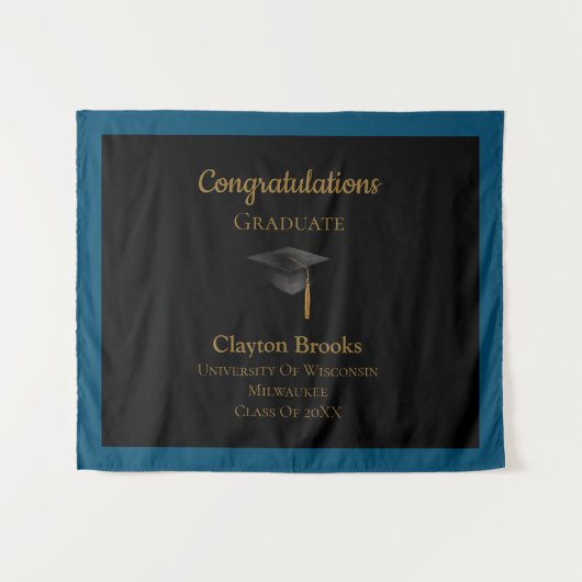 Herzlichen Glückwunsch zum Abschluss mit Cap Wandteppich (Vorderseite (Horizontal))